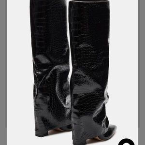 STEVE MADDEN Black crocodile boot thigh high